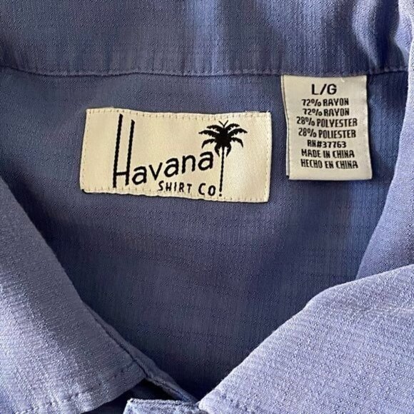 Havana Short Sleeve Button Down Shirt with Embroidered Detail Mens Large - Picture 6 of 6